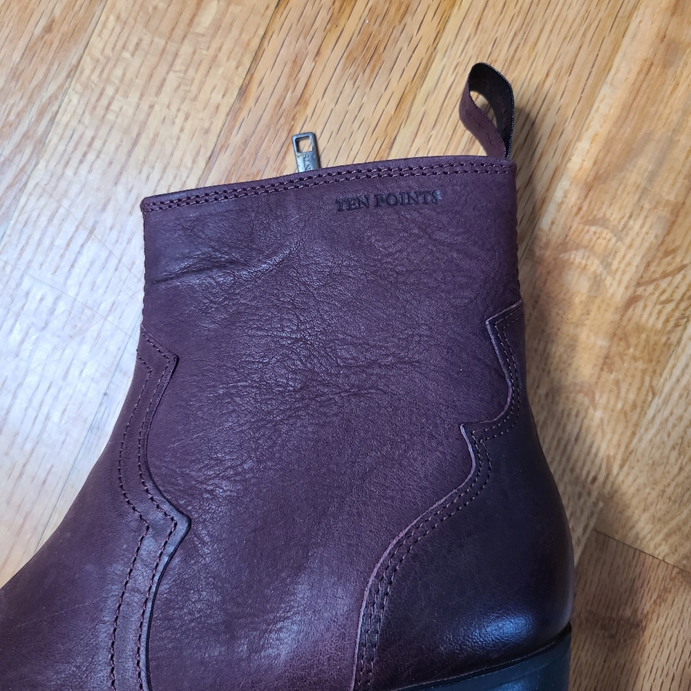 NEW Ten Points Size 7 Leather Heeled Chelsea Booties - Picture 4 of 11